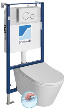 Sapho AVVA - Závěsné WC AVVA Rimless s podomítkovou nádržkou a tlačítkem Schwab, bílá