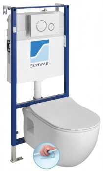 Sapho  - Závěsné WC BRILLA Rimless bílá s podomítkovou nádržkou a tlačítkem Schwab, bílá