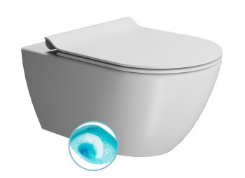 Sapho PURA COLOR - PURA závěsná WC mísa, Swirlflush, 36x55cm, bílá dual-mat