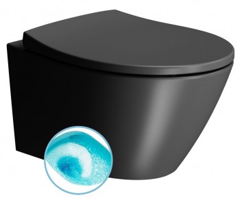 Sapho Modo - MODO závěsná WC mísa, Swirlflush, 37x52cm, černá dual-mat