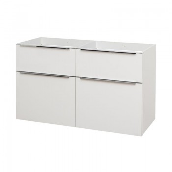 Mereo Mailo - Mailo, koupelnová skříňka 121 cm, bílá, chrom madlo