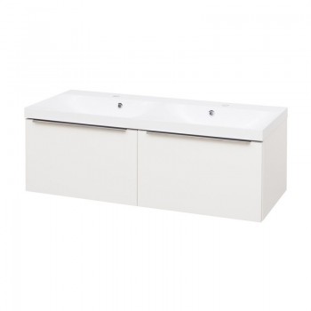 Mereo Mailo - Mailo, koupelnová skříňka s umyvadlem z litého mramoru 121 cm, bílá, chrom madlo