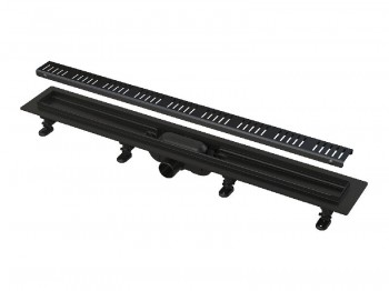 Alcadrain Simple - Podlahový žlab s okrajem pro perforovaný rošt 55 cm, černá mat