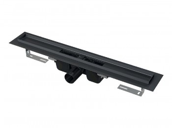 Alcadrain Pro více sérií - Podlahový žlab s okrajem pro perforovaný rošt 115 cm, černá mat